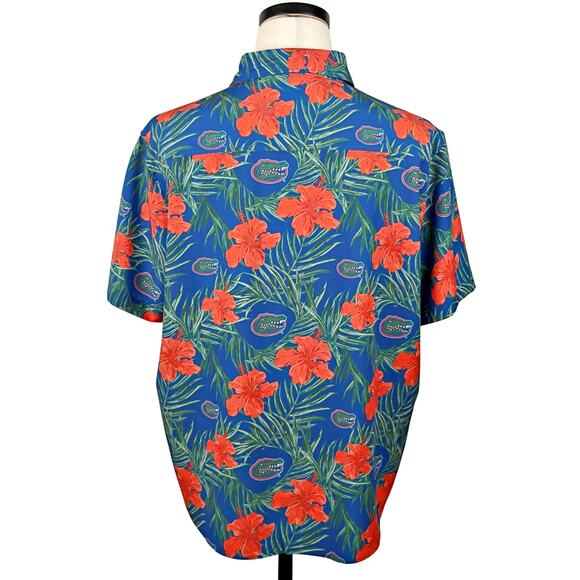 University of Florida UF Gators Hawaiian Floral S/S Button Down Shirt - Picture 3 of 9